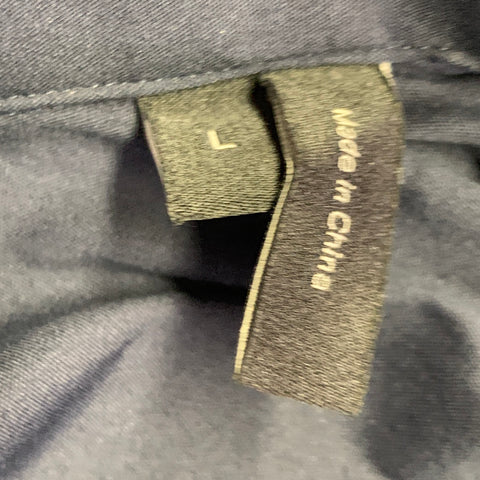 THEORY Size L Sylvain Navy Cotton Blend Button Up Long Sleeve Shirt