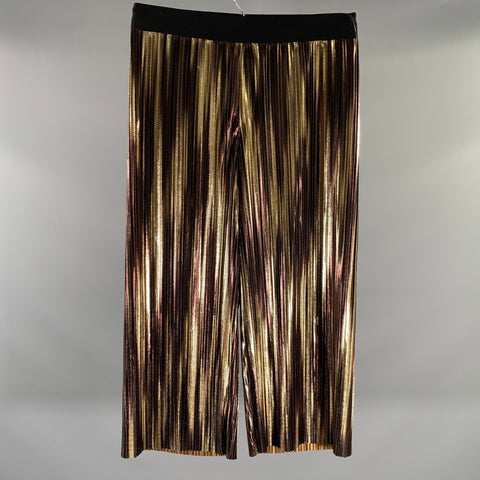 ALICE + OLIVIA Size 34 Black Gold & burgundy Polyester Wide Leg Casual Pants