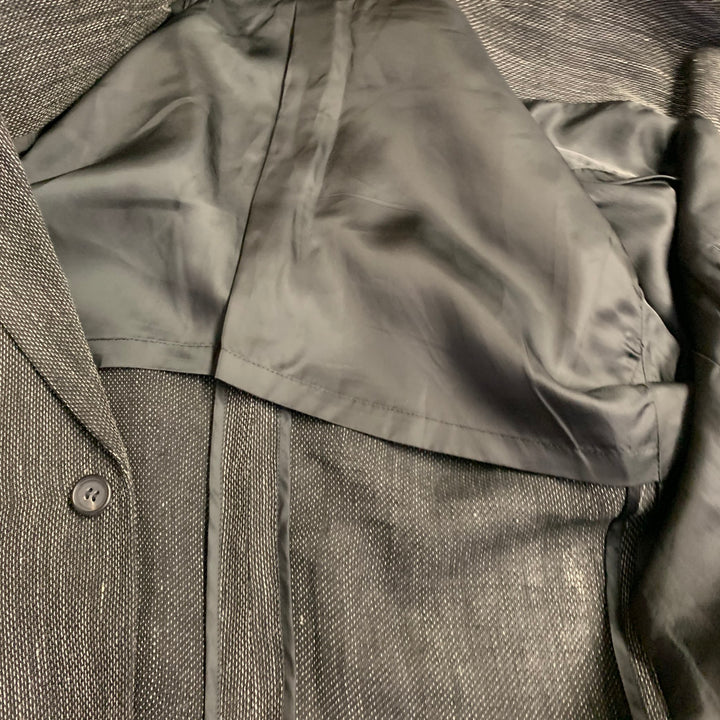 ISSEY MIYAKE Size L Black Grey Woven Hemp Blend Notch Lapel Suit