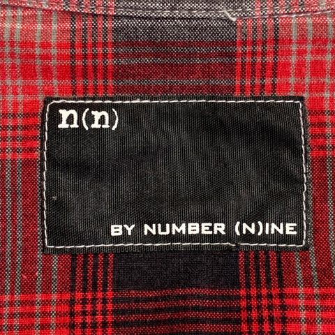 NUMBER (N)INE Size M Red White Plaid Cotton Patch Pockets Long Sleeve Shirt