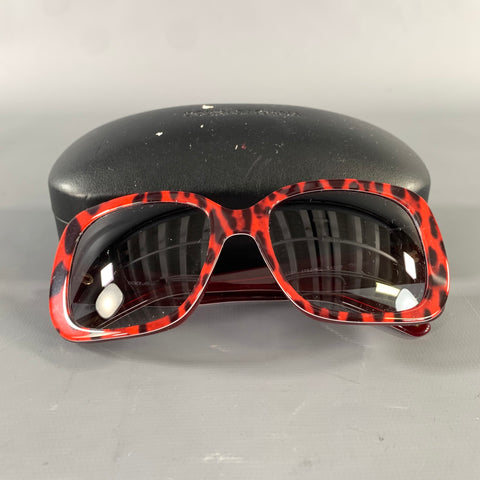 DOLCE & GABBANA Red Black DG4101 1752/8G Animal Print Acetate Sunglasses