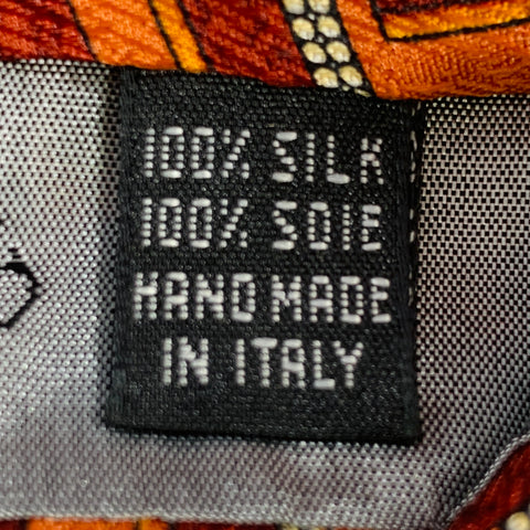 VALENTINO Orange White Geometric Silk Tie