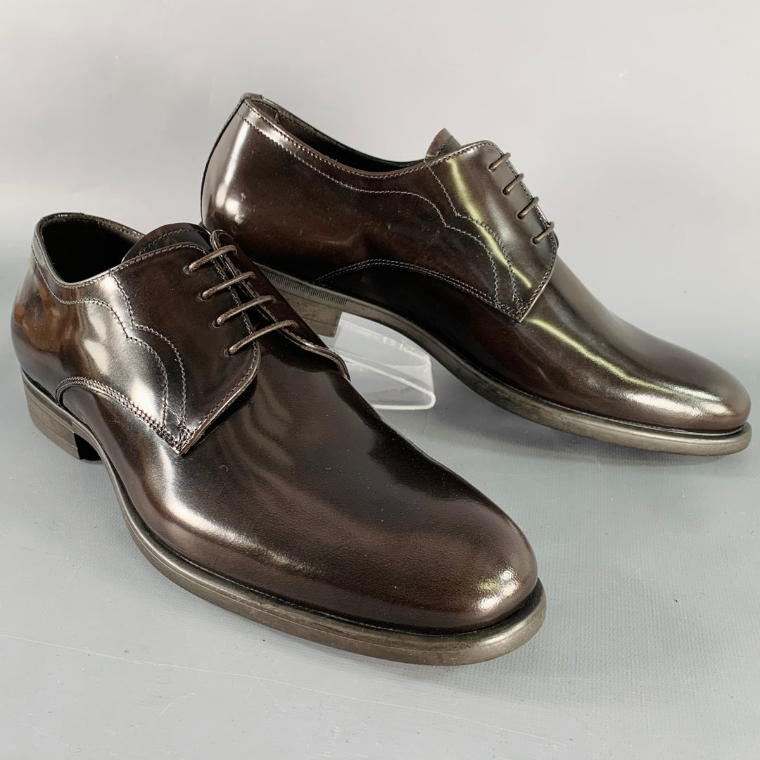 ARMANI COLLEZIONI Size 7.5 Brown Leather Derby Lace-Up Shoes ARMANI COLLEZIONI Size 7.5 Brown Leather Derby Lace-Up Shoes  main image 2