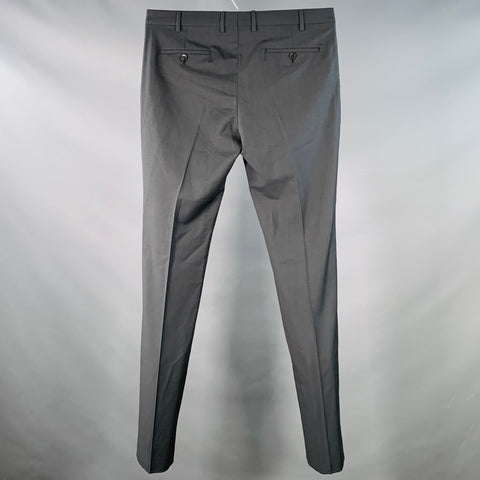 VALENTINO Size 34 Grey Charcoal Wool Mohair Tapered Flat Front Dress Pants