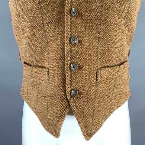 RALPH LAUREN Size 34 Size S Brown Plaid Wool Vest