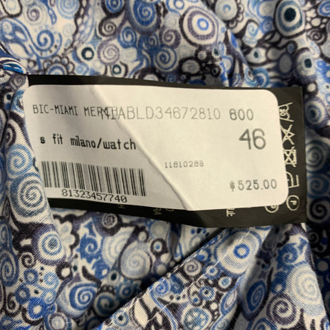BILLIONAIRE COUTURE Size XL Blue Black White Swirls Wolf Long Sleeve Shirt
