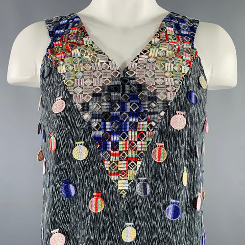 MARCO do VICENZO Size 4 Blue Multi Color Polyester Embellishment Casual Top