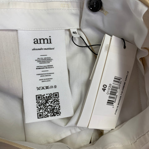 AMI by ALEXANDRE MATTIUSSI Size 34 Cream Twill Virgin Wool Straight Dress Pants