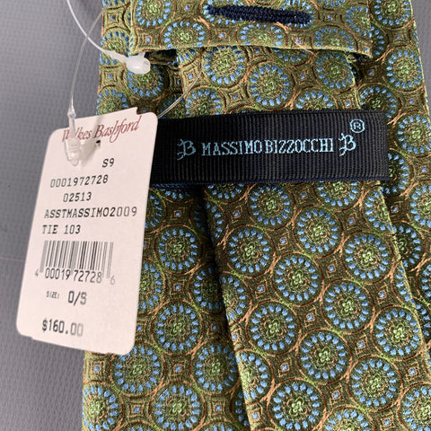 MASSIMO BIZZOCCHI Green Blue Circles Silk Tie