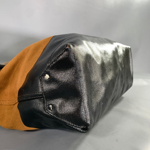 JACK SPADE Brown Black Waxed Cotton Tote Bag