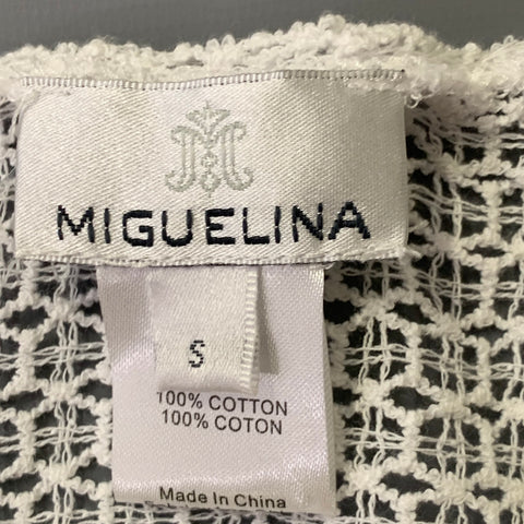 MIGUELINA White Crochet Cotton Scarf Shawl