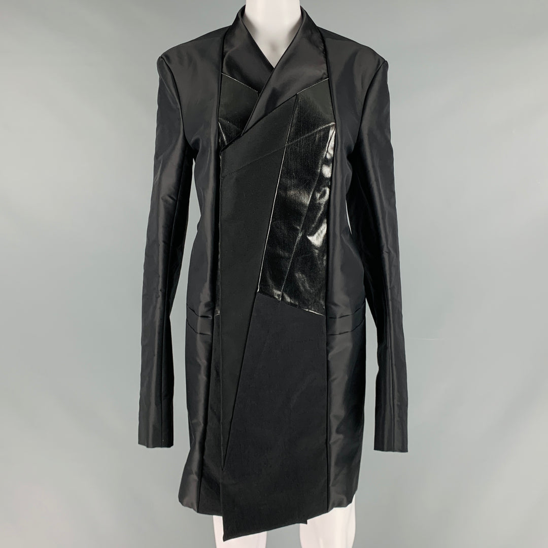 RICK OWENS Size 6 Black Nylon Cotton Coat