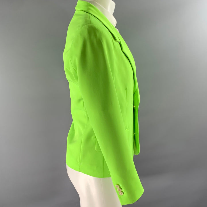 VERSACE Size 38 Green Neon Polyester Blend Notch Lapel Sport Coat