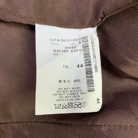 EMPORIO ARMANI Size 8 Brown Lambskin Leather Embroidered Single Breasted Coat