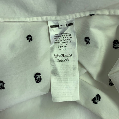 MCQ by ALEXANDER MCQUEEN Size L White Black Birds Cotton Long Sleeve Shirt