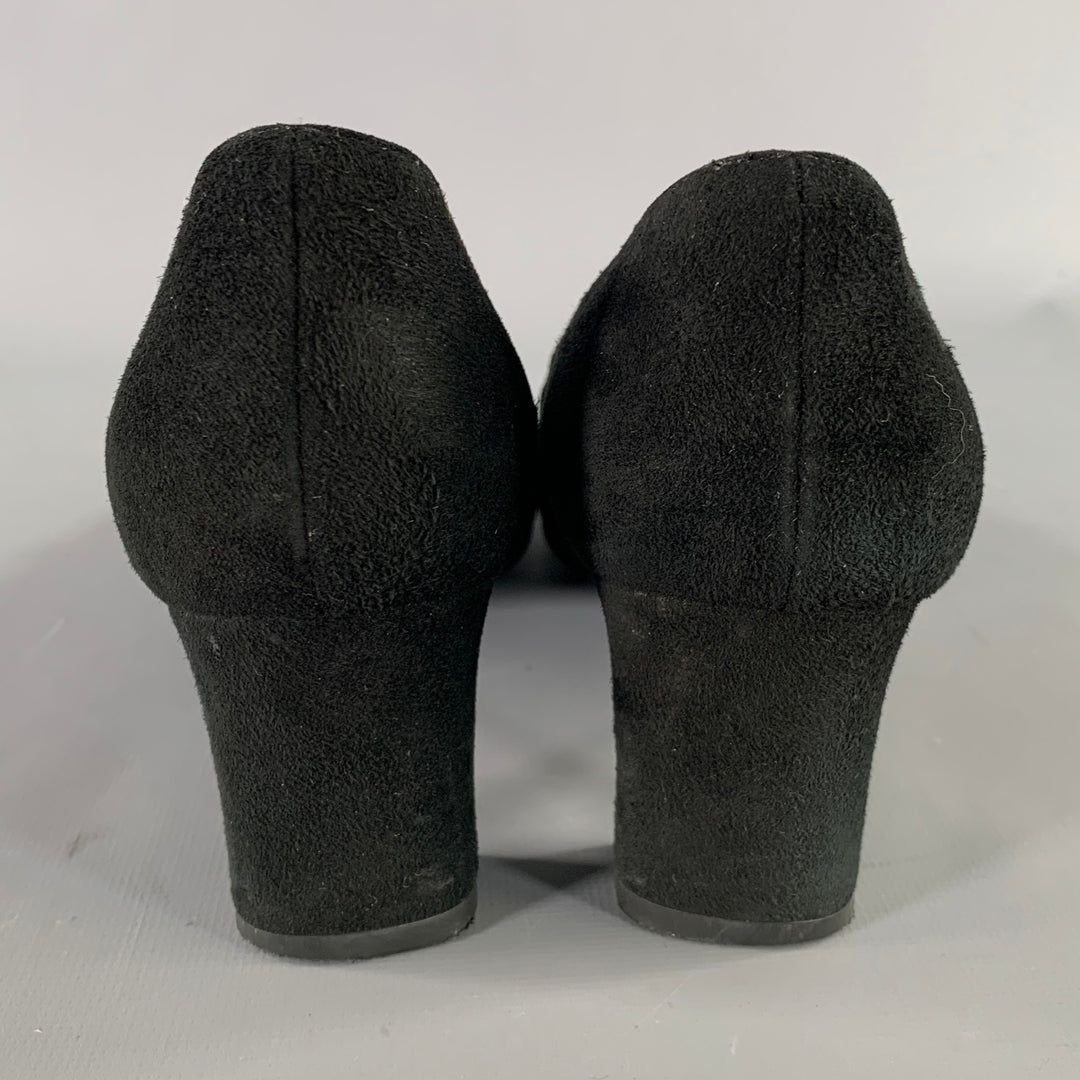 GUCCI Size 7 Black Suede Square Toe Pumps