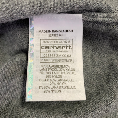 CARHARTT Size S Grey Heather Lambswool Blend Turtleneck Pullover