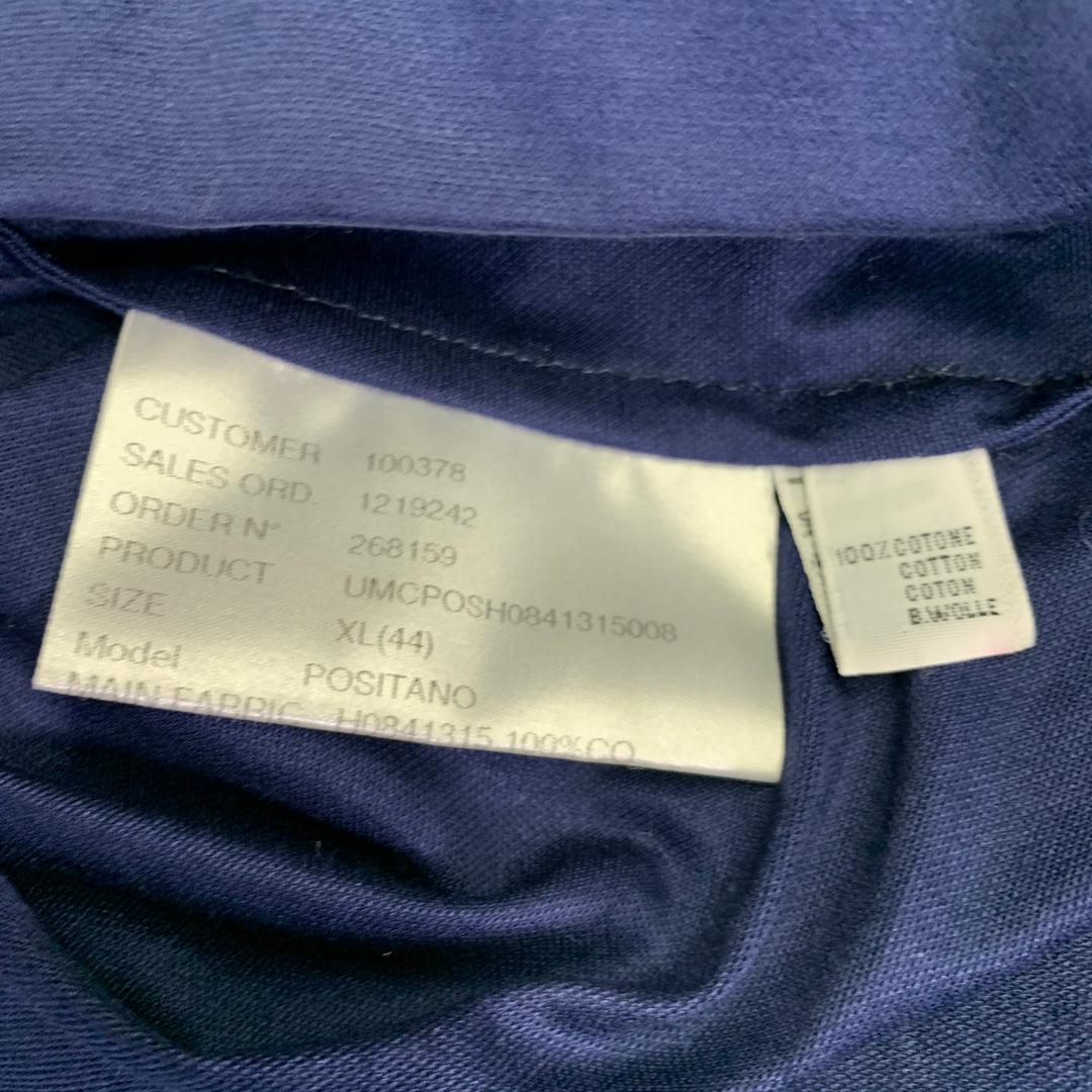 KITON Size XL Blue Cotton Half Placket Polo