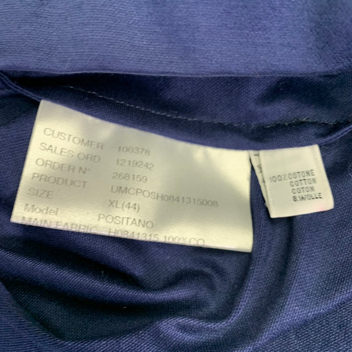 KITON Size XL Blue Cotton Half Placket Polo