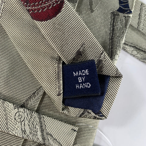 POLO by RALPH LAUREN Silver Red Navy Graphic Silk Tie