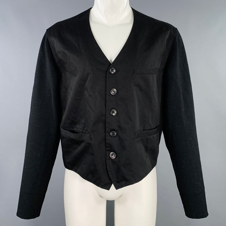 OUR LEGACY Size M Black Mixed Fabrics Cotton Wool V-Neck Manta Cardigan
