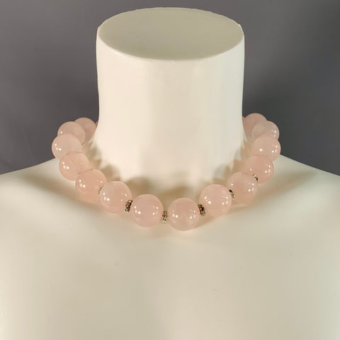 Collier VINTAGE avec perles en strass de verre roses