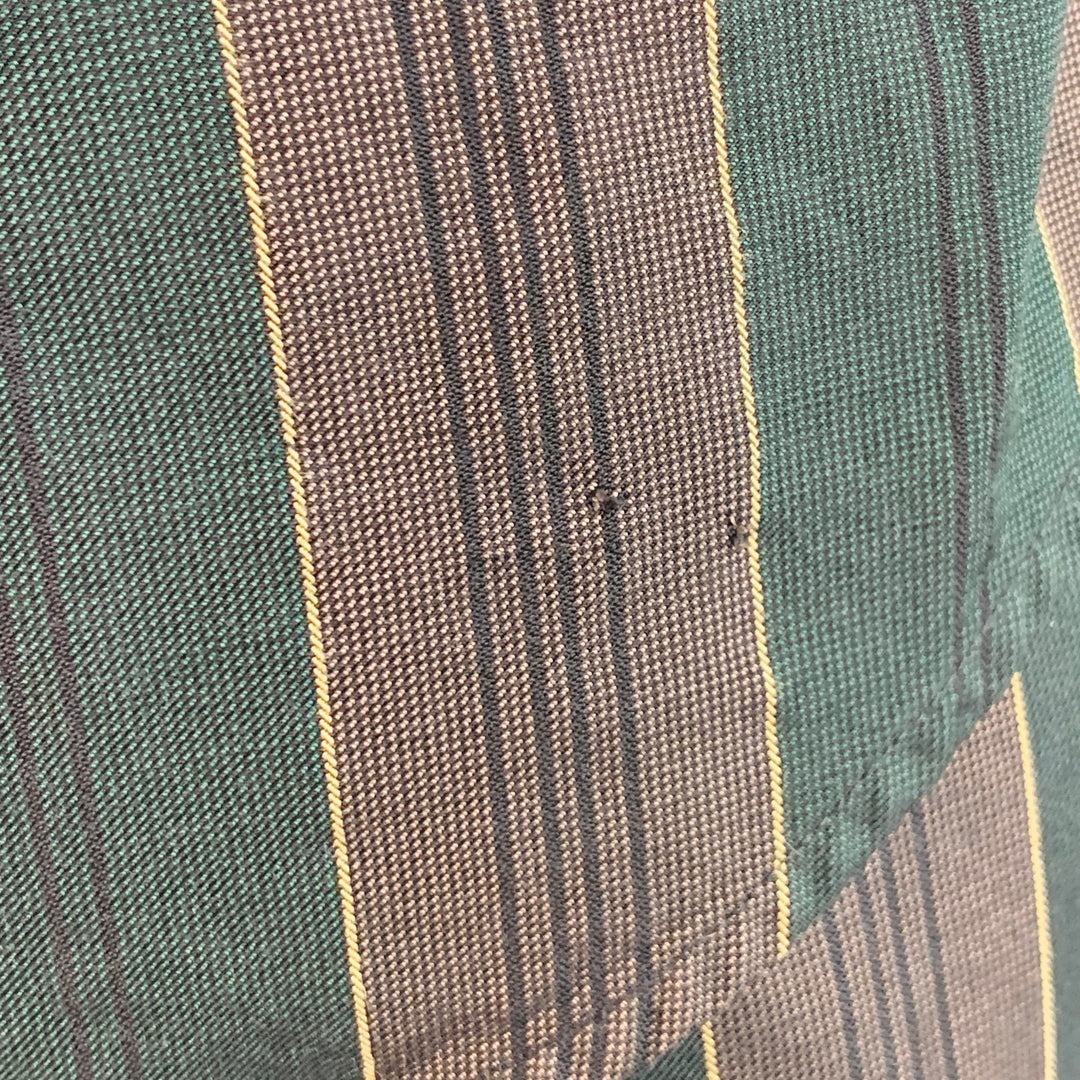 JEAN PAUL GAULTIER Size L Green Brown Stripe Sleeveless One Pocket Tie Suit