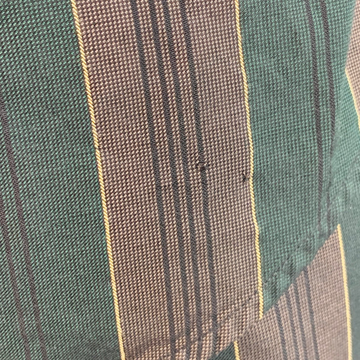 JEAN PAUL GAULTIER Size L Green Brown Stripe Sleeveless One Pocket Tie Suit