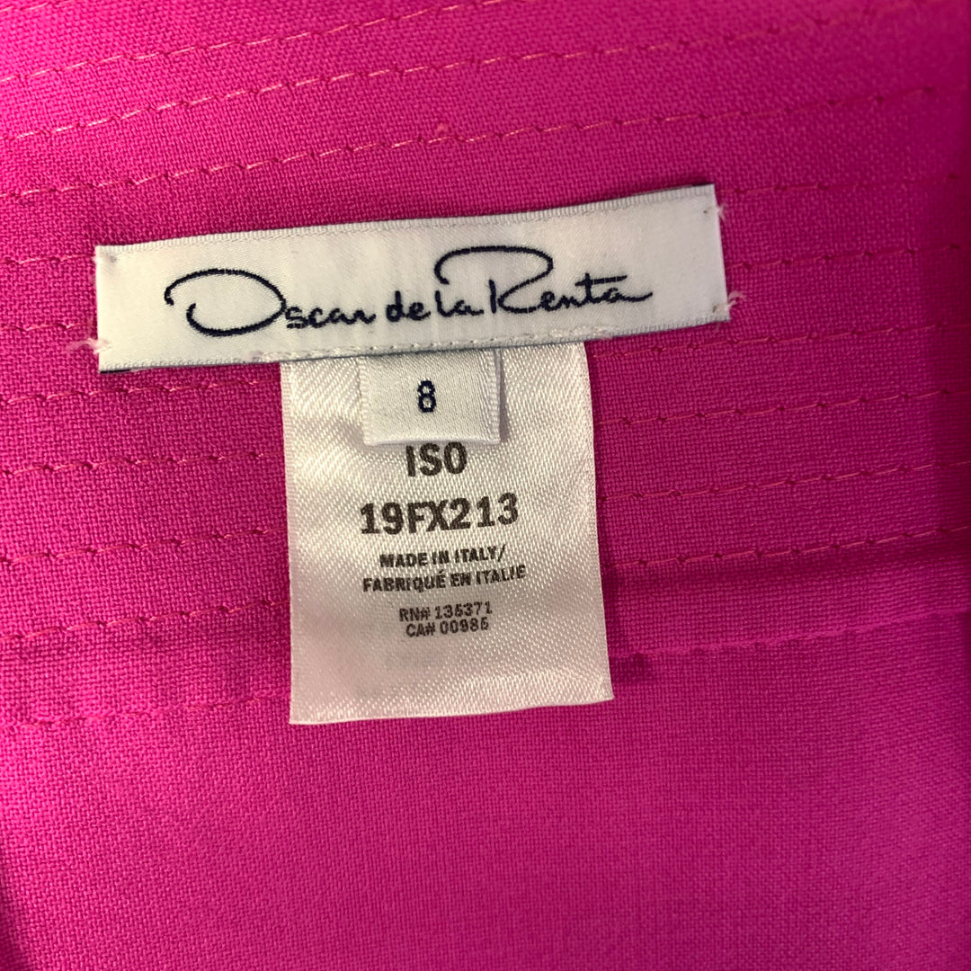 OSCAR DE LA RENTA Size 8 Pink Fuchsia Wool Sleeveless Knee-Length Dress
