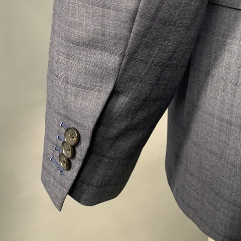 Veste de sport en laine vierge à carreaux bleu marine SALVATORE FERRAGAMO Taille 40