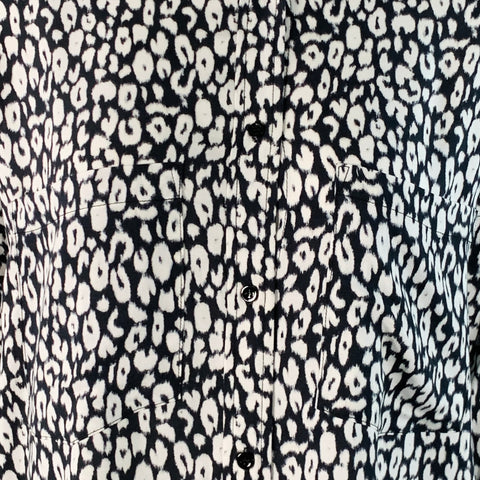 IRO Size 4 Black White Rayon Animal Print Two Pockets Shirt