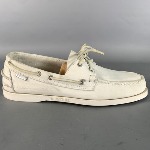 SEBAGO Size 11 Grey Cream Solid Leather Yacht Loafers