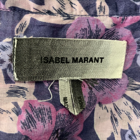 ISABEL MARANT Size S Purple Blue Cotton Floral Oversized Blouse