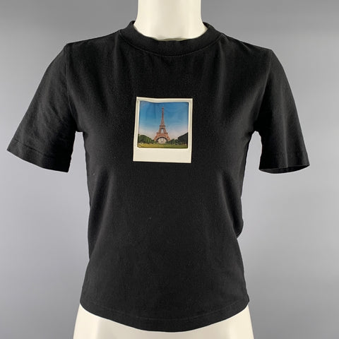 BALENCIAGA Size L Black Photo Cotton  Elastane T Shirt Short Sleeve Shirt