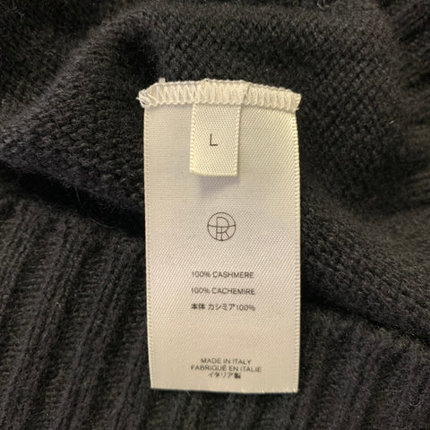 THE ROW Size L Black Cashmere Mock Neck Sweater