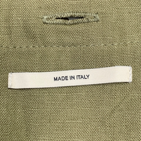 VALSTAR Size 46 Valstarino Green Olive Linen Bomber Jacket
