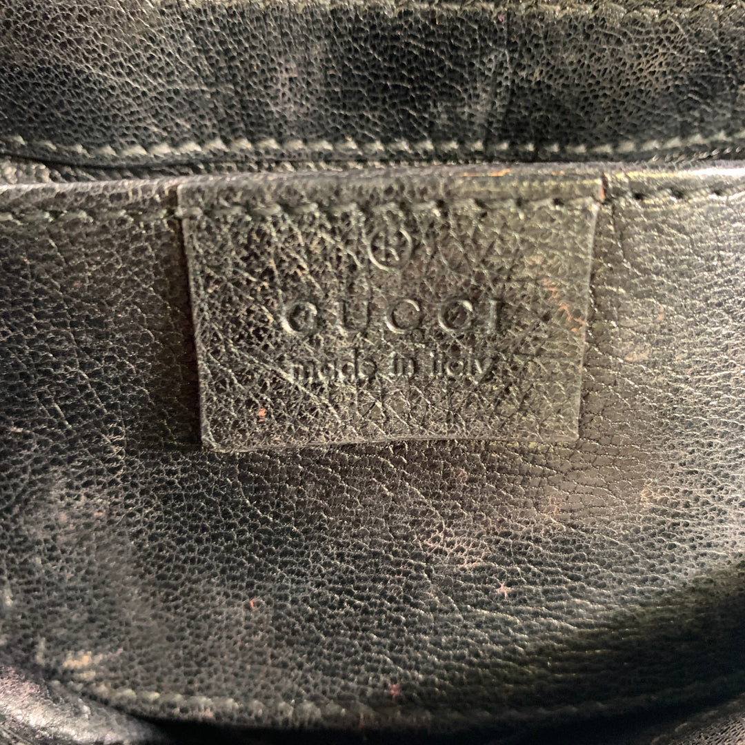 GUCCI Black Gold Horsebit Leather Clutch Shoulder Handbag