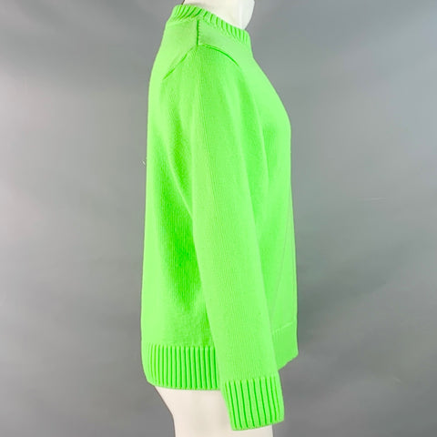 ROBYN LYNCH Size S Neon Green Merino Wool Cashmere Crew Neck Sweater
