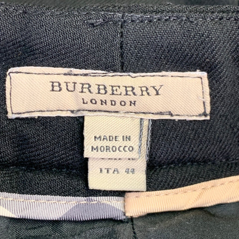 BURBERRY Size 10 Black Wool Blend Cuffed Wide Leg Dress Pants