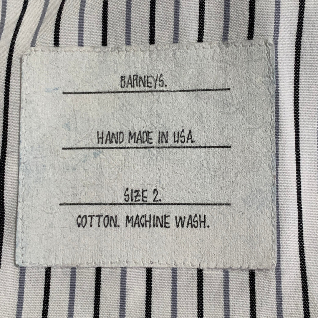 THOM BROWNE Size M White Grey Black Stripe Cotton One Pocket Long Sleeve Shirt