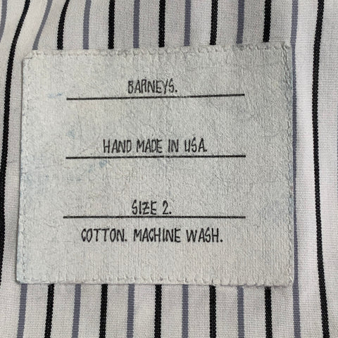 THOM BROWNE Size M White Grey Black Stripe Cotton One Pocket Long Sleeve Shirt