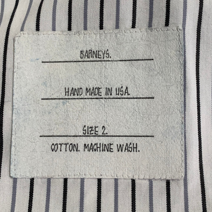THOM BROWNE Size M White Grey Black Stripe Cotton One Pocket Long Sleeve Shirt