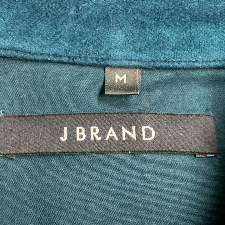 J BRAND Size M Faye Emerald Green Cotton Blend Velvet Cropped Jacket