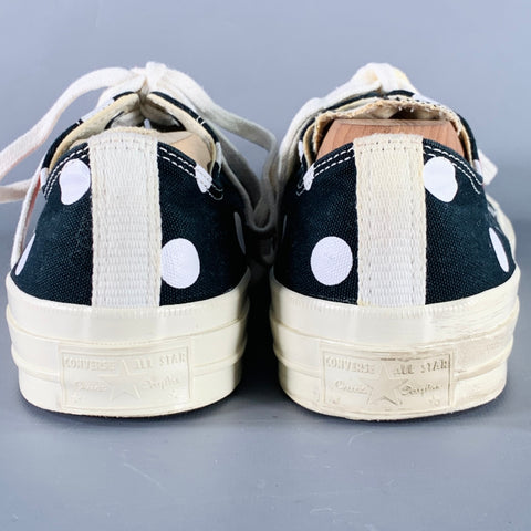 CONVERSE Size 10 Black White Red Dots Canvas Sneakers