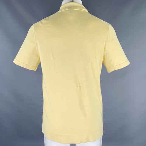 TODD SNYDER Size M Yellow Textured Silk Cotton Short Sleeve Shirt