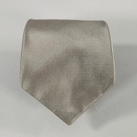 DONNA KARAN Grey Shimmer Silk Tie