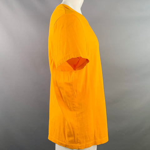 THE ELDER STATESMAN Size XL Yellow Orange Cotton Cashmere Scoop Neck T-shirt