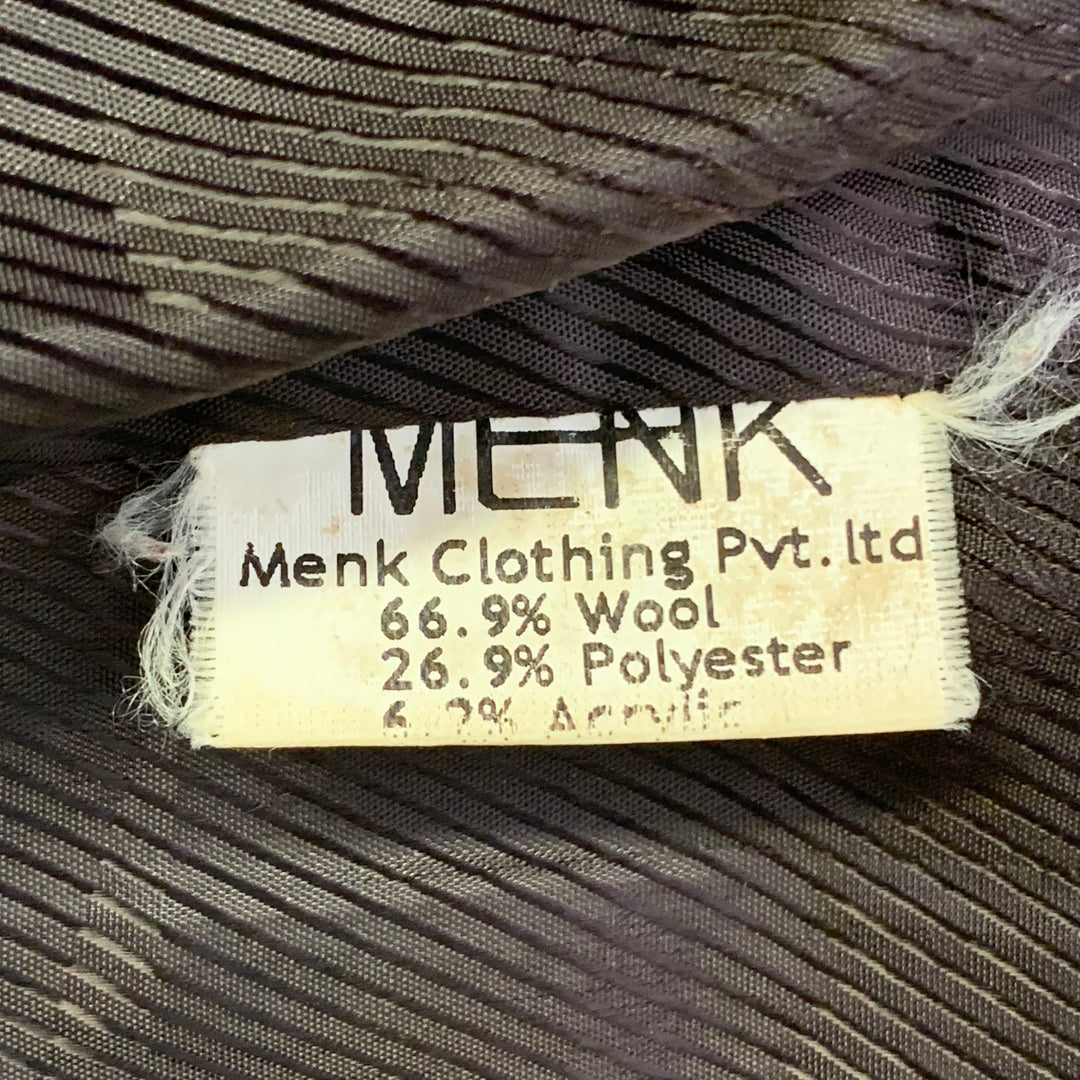 MENK Size S Brown Herringbone Wool Blend Zip Up Jacket