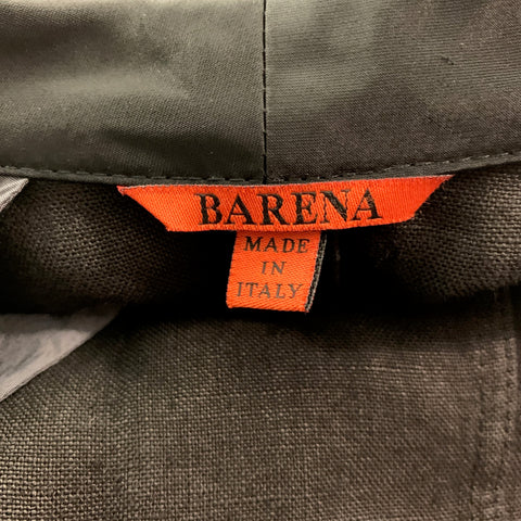 BARENA Taille 40 Manteau de sport à col châle en mélange de lin uni noir