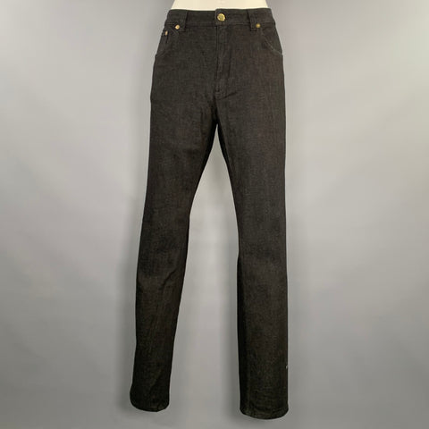 AGNONA Size 34 Black Grey Cotton Cashmere Straight Jeans